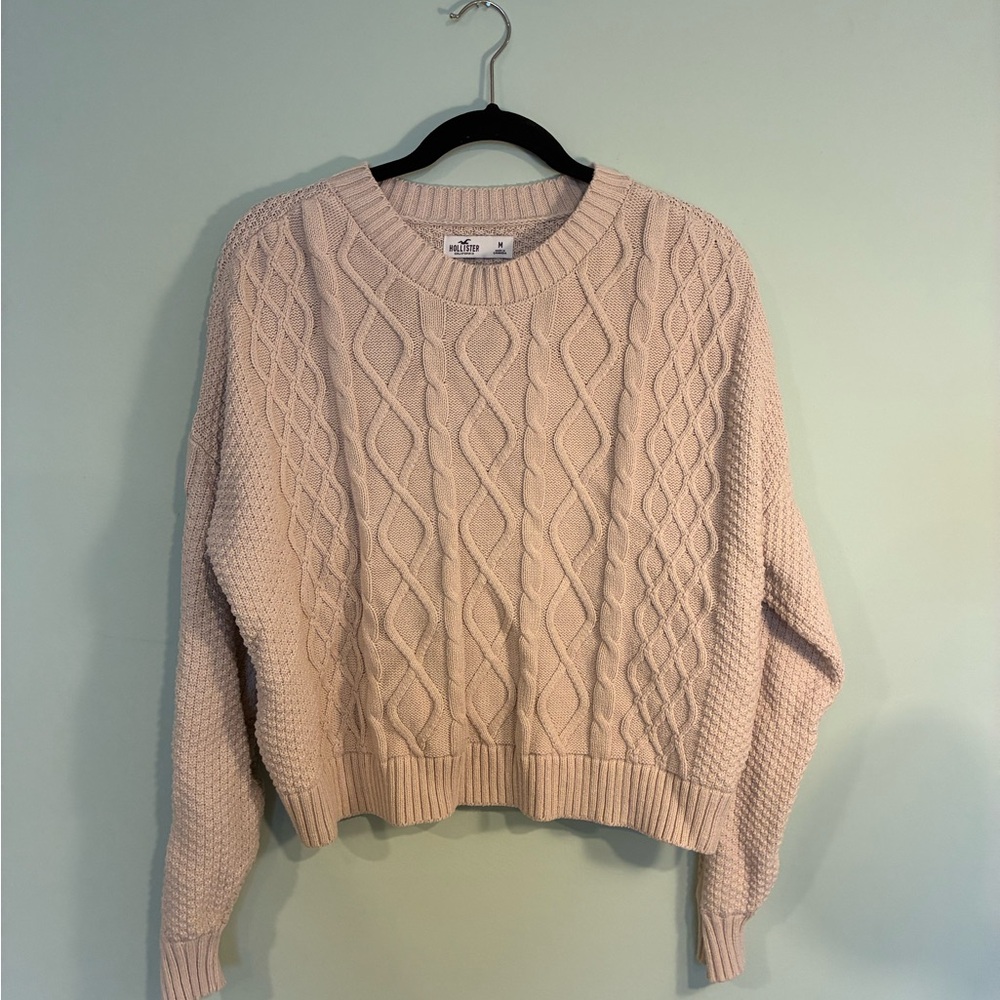 Hollister Light Pink Cable Knit Sweater